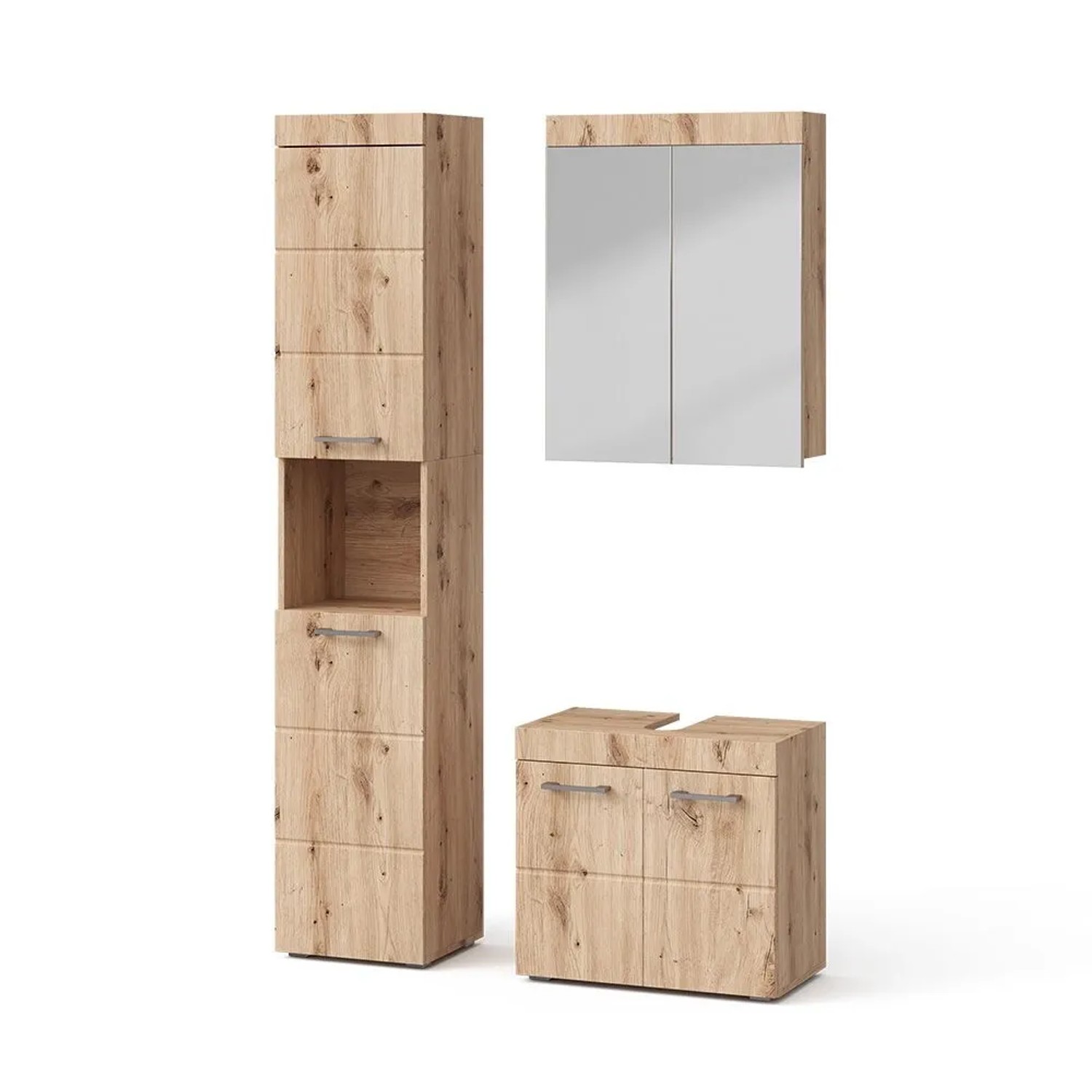 Vicco Badmöbel-Set Luna Eiche Wotan 60 x 56 3-teilig