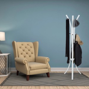 Relaxdays Garderobenständer Metall Weiß 9 Haken 175 cm x 55 cm x 55 cm 5 kg
