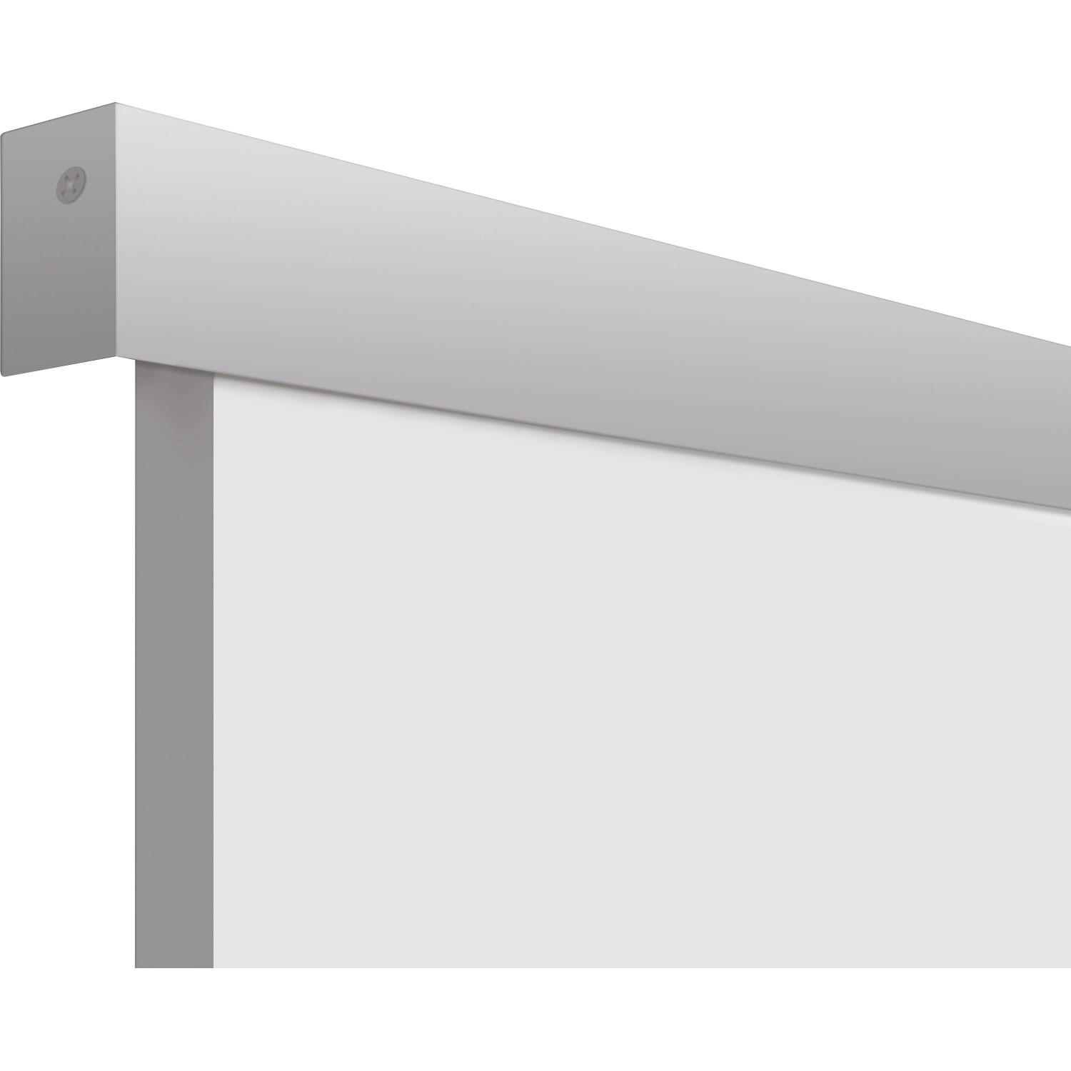 Detailaufnahme: Weißes Holzschiebetür-Set Monviso mit Aluminium-Schiene.