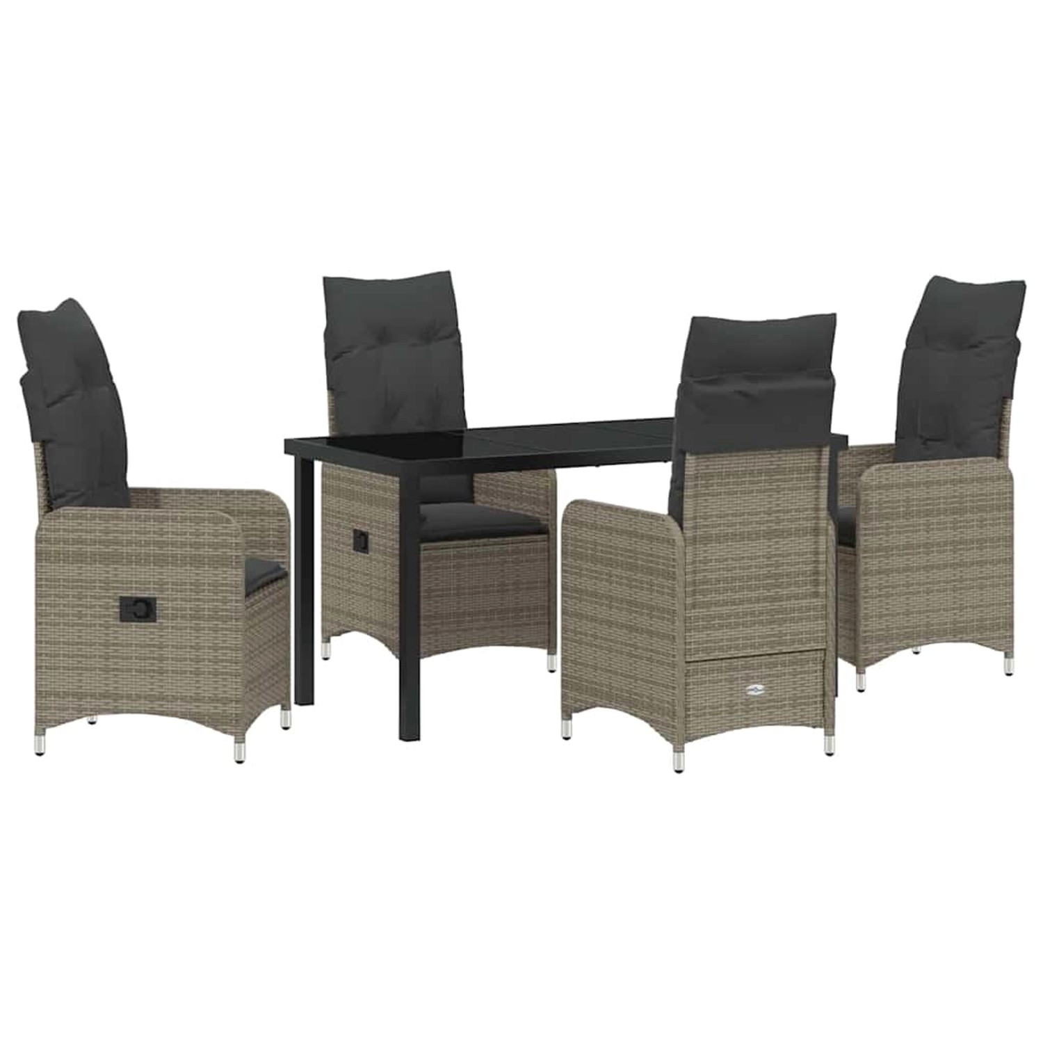 vidaXL 5-teilige Garten-Essgruppe mit Kissen in Grau aus Poly Rattan 337964 günstig online kaufen