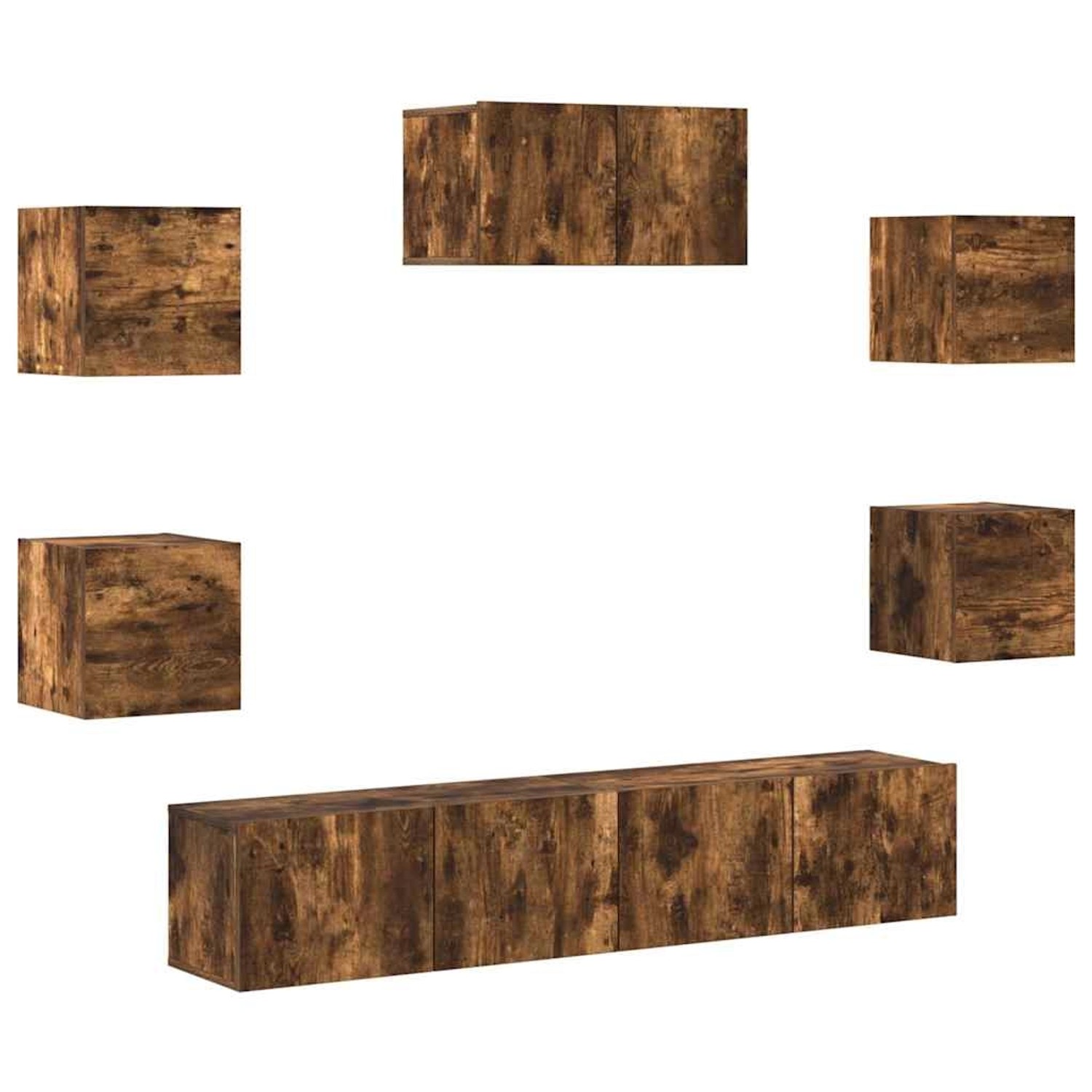 vidaXL 7-Tlg TV-Schrank-Set Räuchereiche Holzwerkstoff 3114507