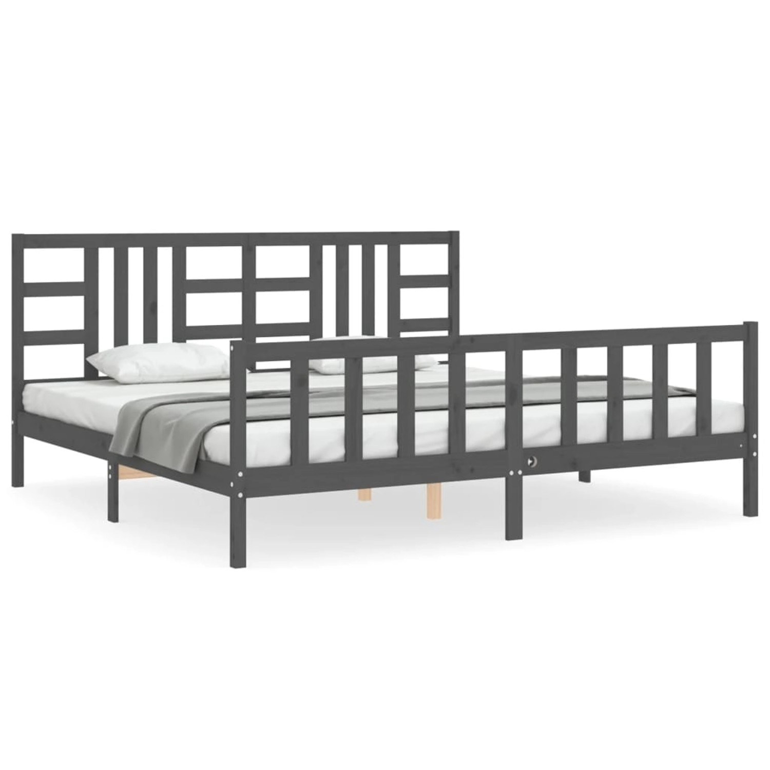 vidaXL Massivholzbett mit Kopfteil Grau 200x200 cm 3191993 günstig online kaufen