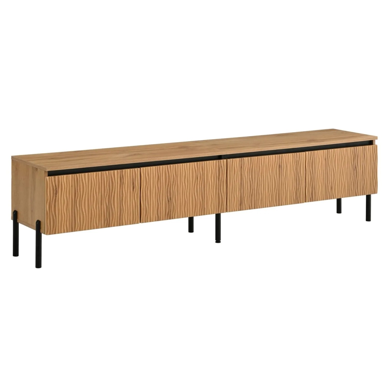 PXloue TV Lowboard 180 cm TV Schrank Holzoptik mit Metallfüße Kabelaussparung