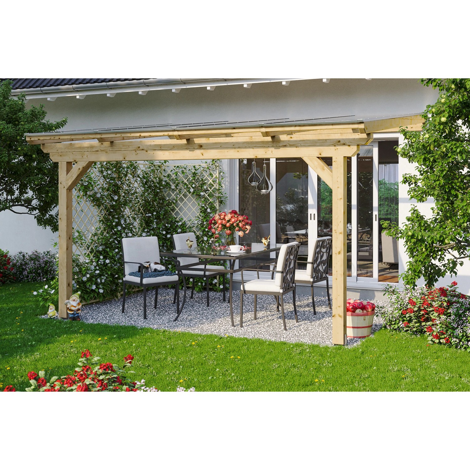 Skan Holz Terrassenüberdachung Ancona 434 cm x 350 cm