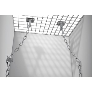 Basi Gitterrostsicherung GS 70, 4er Set für Kellerschächte, Einbruchschutz mit Kette und Halteplatte.