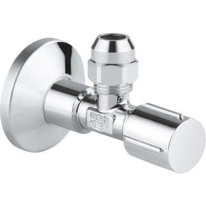 Grohe Eckventil Chrom, 1/2 x 3/8 Zoll, mit Metallgriff. Glänzendes Eckventil für den Wasseranschluss.