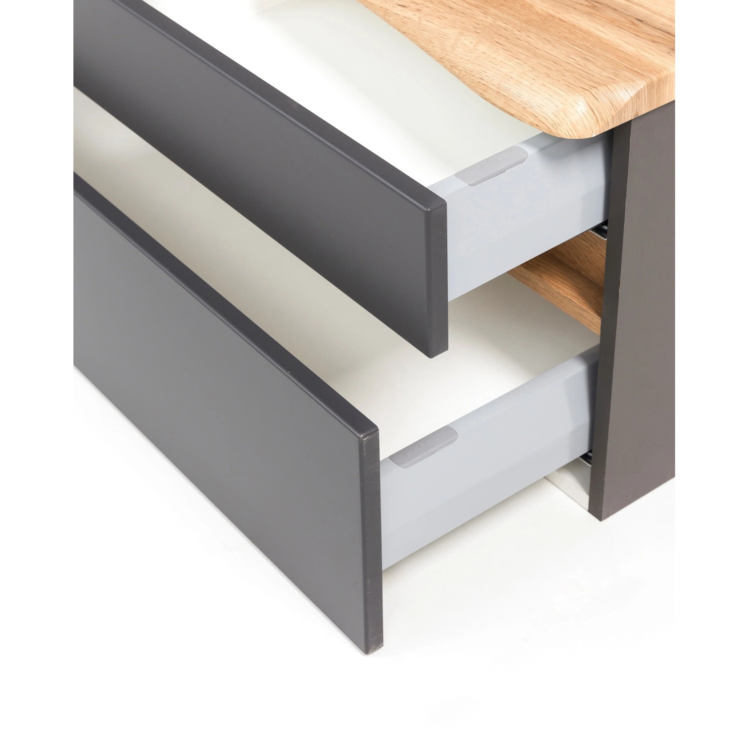 Held Möbel Waschtisch-Set Trient, 120 cm, matt Grau-Wotaneiche, mit zwei offenen Schubladen.