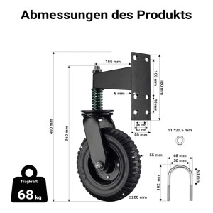 Wiltec Torrolle Bis 275Kg Schiebetorrolle 360° Gummirad Laufrolle Schiebetor