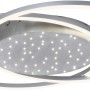 Stahlfarbene LED-Deckenleuchte Yuki mit Sternenhimmel, 66,8x50cm, dimmbar.