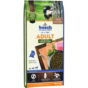 Bosch Adult Geflügel & Hirse Trockenfutter, 15kg Sack für ausgewachsene Hunde.