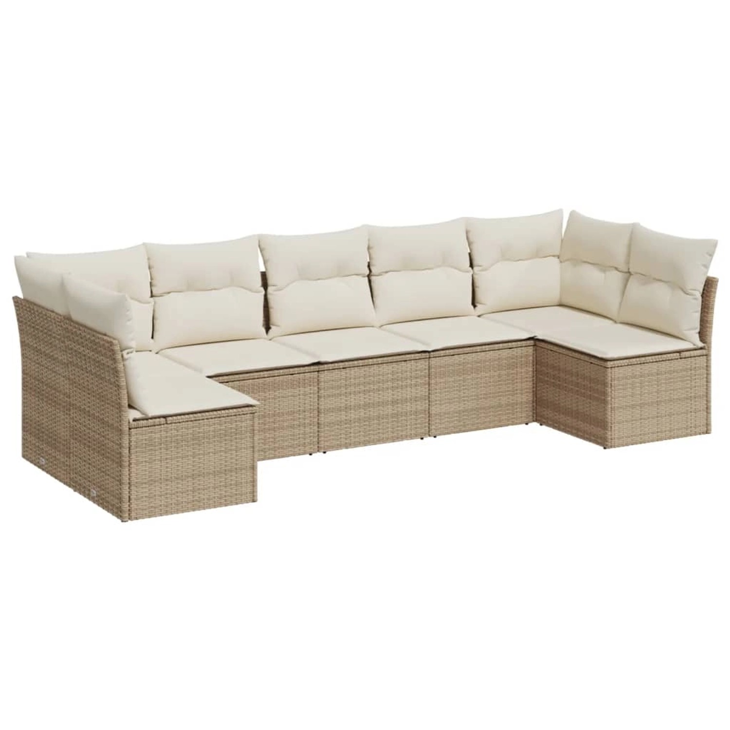 vidaXL 7-Tlg Garten-Sofagarnitur mit Kissen Beige Poly Rattan 3249267 günstig online kaufen