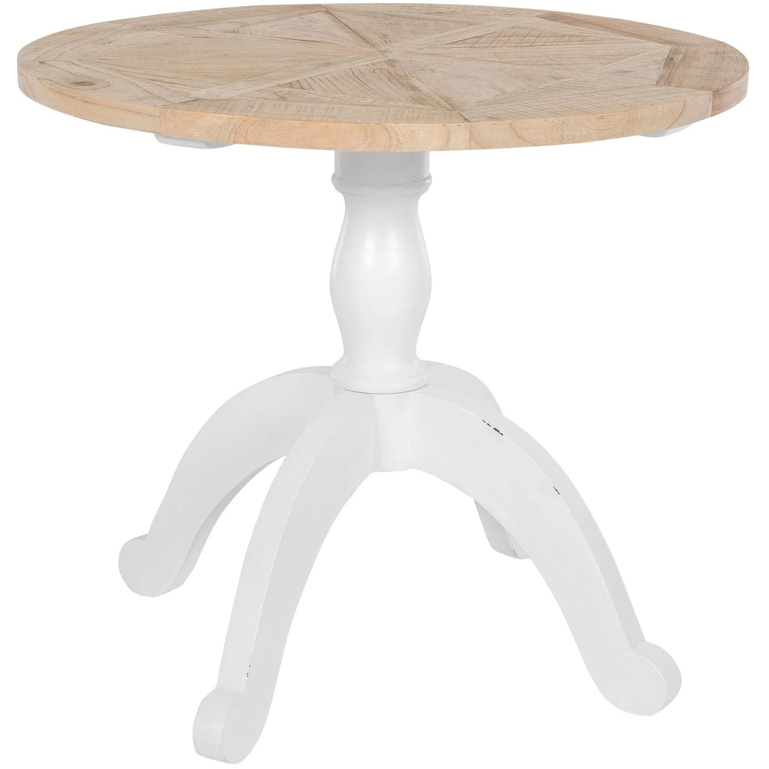 DELUKE Esstisch ALICE Rund 90x90x78cm Holz Natura-Weiß Küchentisch Esszimmertisch Wohnzimmertisch