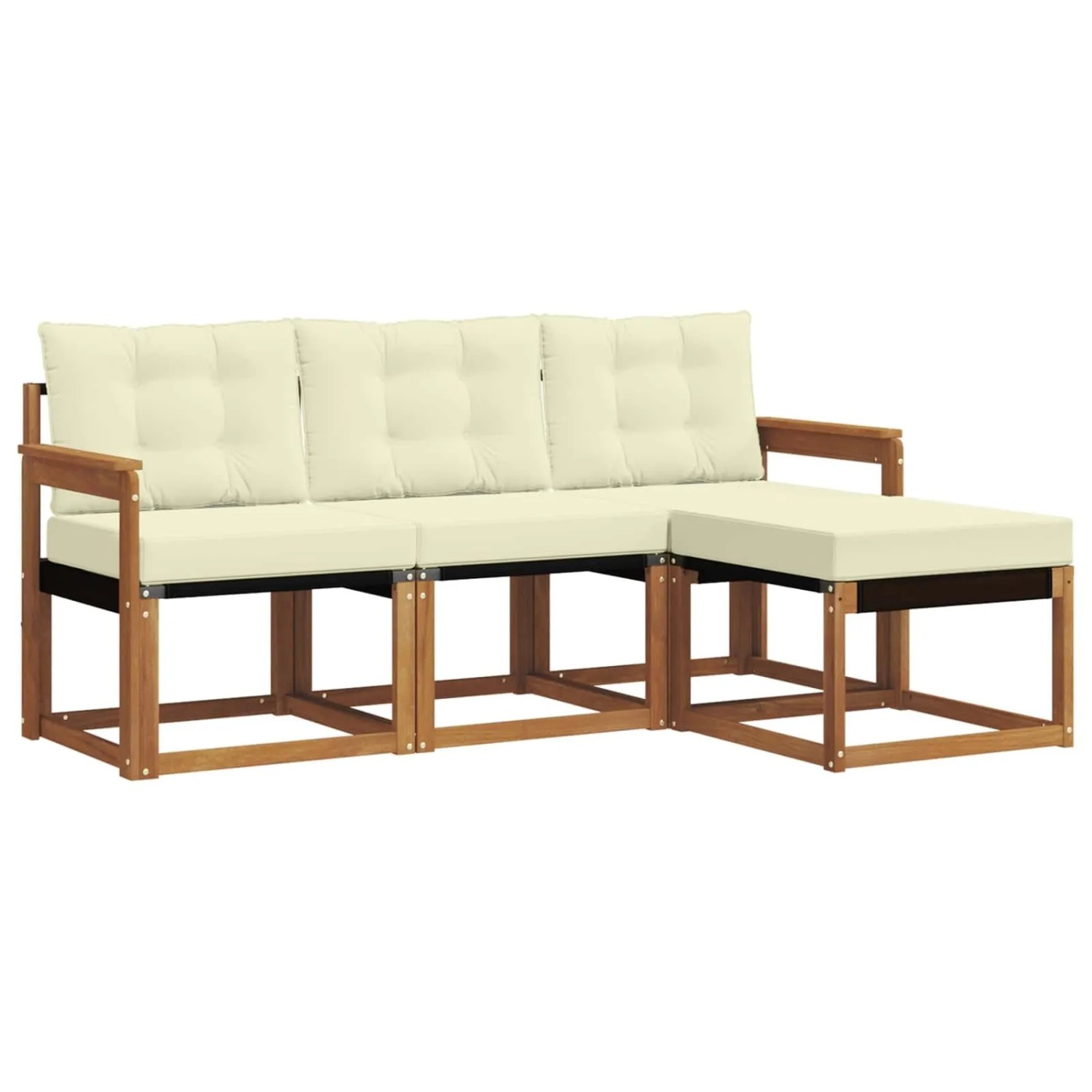 vidaXL Outdoor-Sofagarnitur mit Kissen 4-Tlg Natur und Creme 3368537