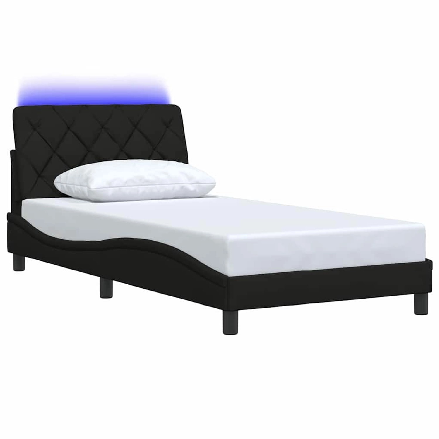 vidaXL Bettgestell mit LED ohne Matratze Schwarz 100x200 cm Stoff 3310652 günstig online kaufen