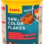 Sera San Nature Flockenfutter, 100ml Dose, Farbfutter für Zierfische mit Krill.