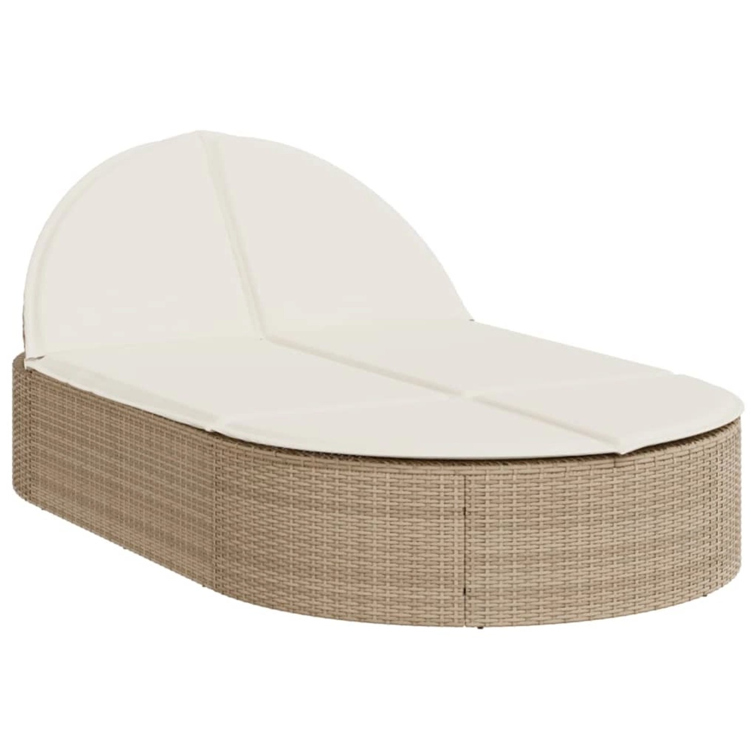 vidaXL Doppel-Sonnenliege mit Auflagen Beige Poly Rattan 368650