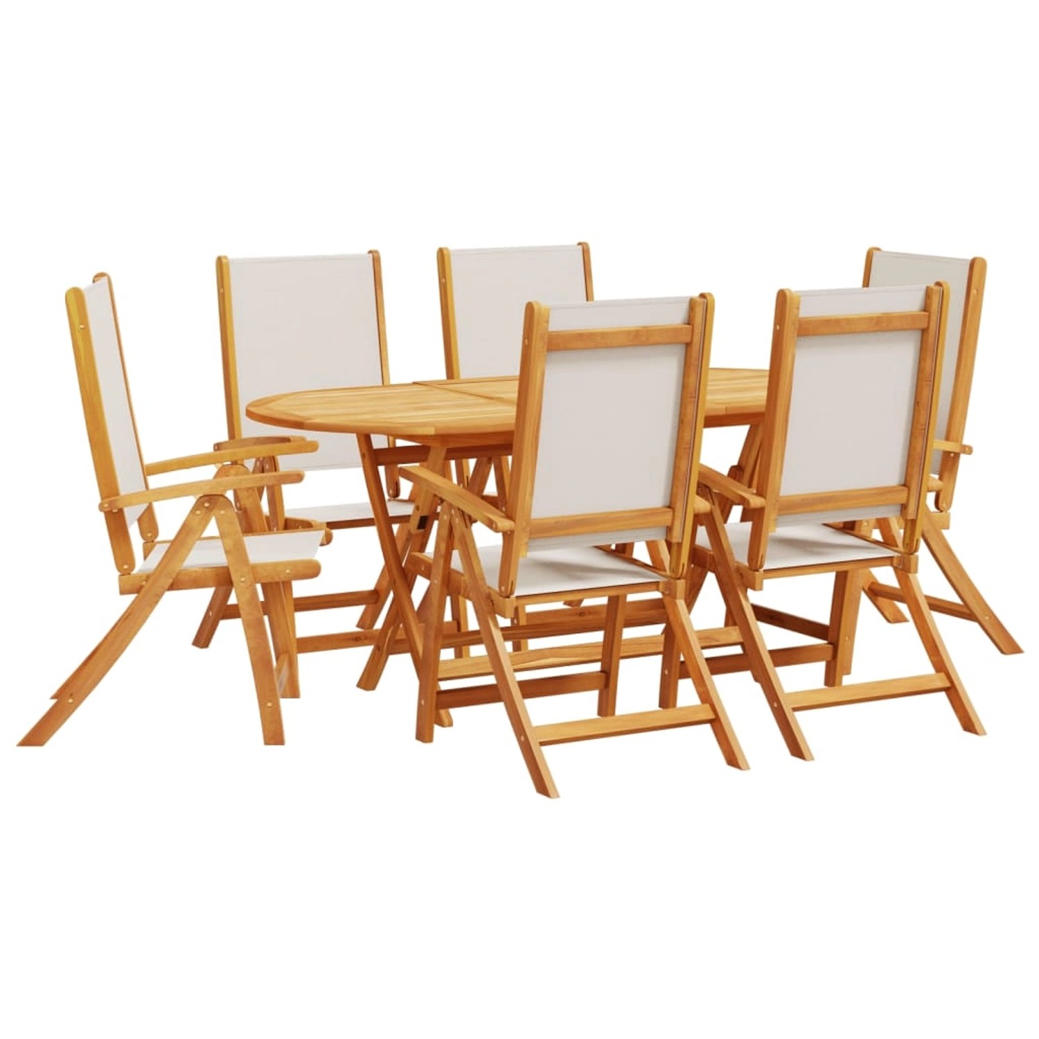 vidaXL 7-Tlg Garten-Essgruppe Massivholz Akazie und Textilene 3279284 günstig online kaufen