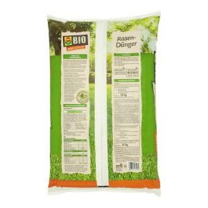 Sack Compo BIO Rasendünger, 20 kg für ca. 500 m², geeignet für alle Rasenarten.