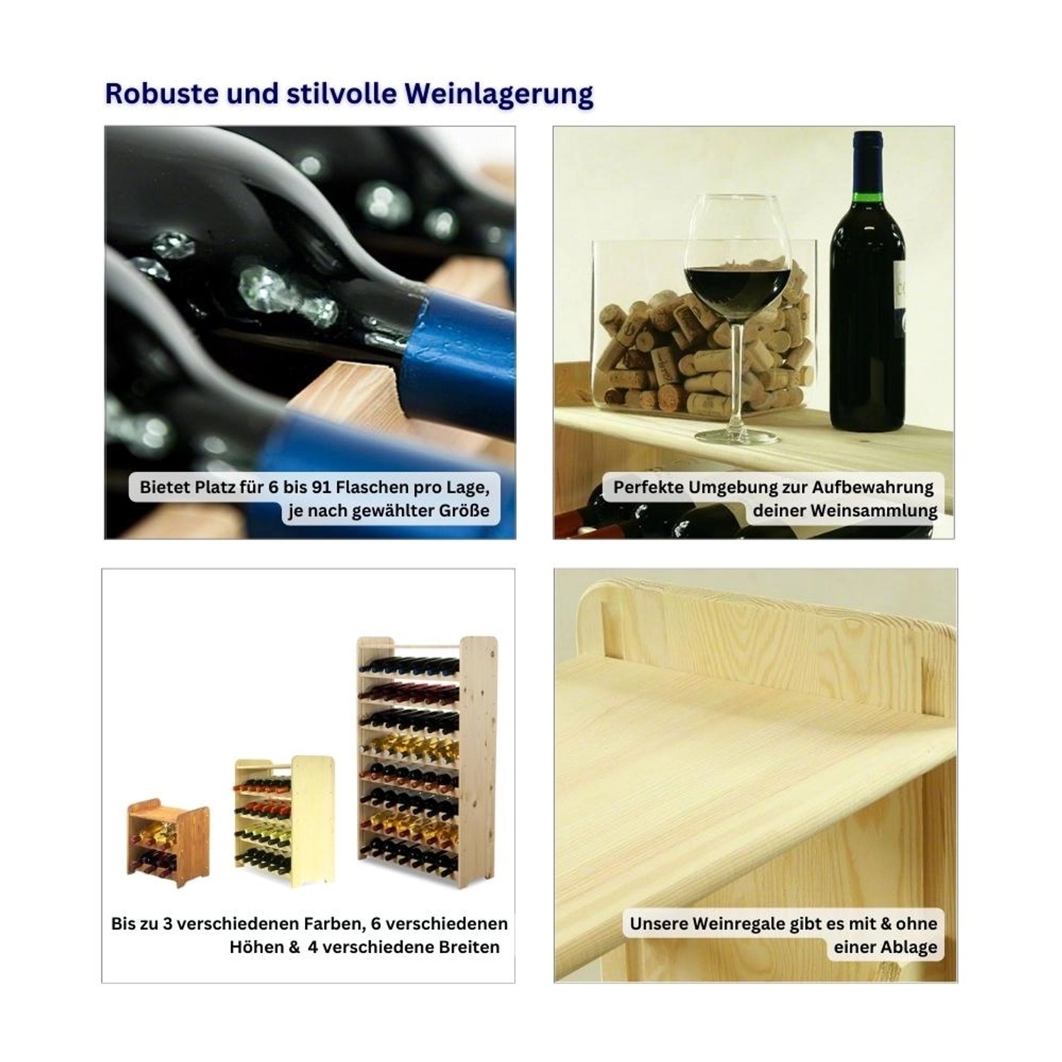 PROREGAL Weinregal Pinotwine aus Kiefernholz, unbehandelt, für 36 Flaschen.