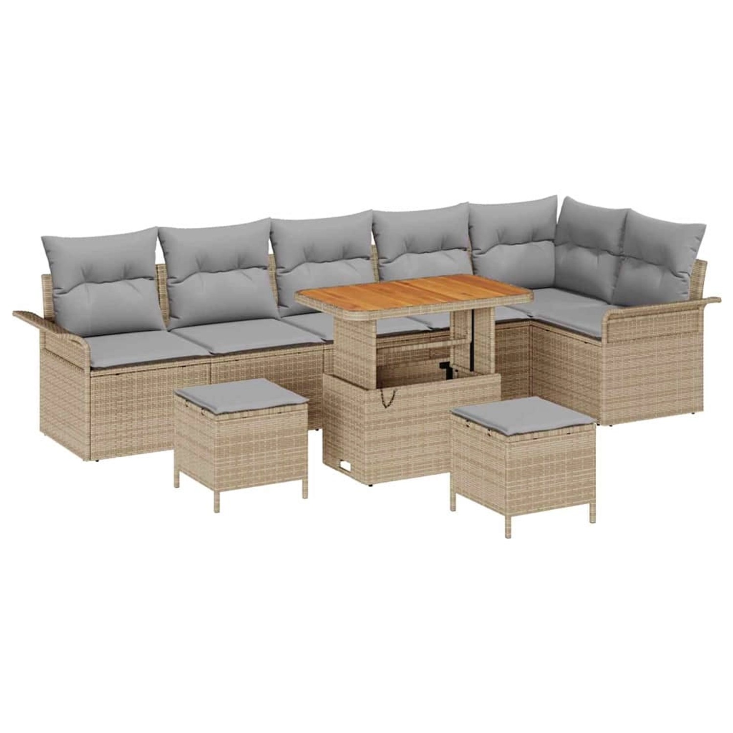 vidaXL Garten-Sofa-Set 9-Tlg Beige Poly Rattan 3362157 günstig online kaufen