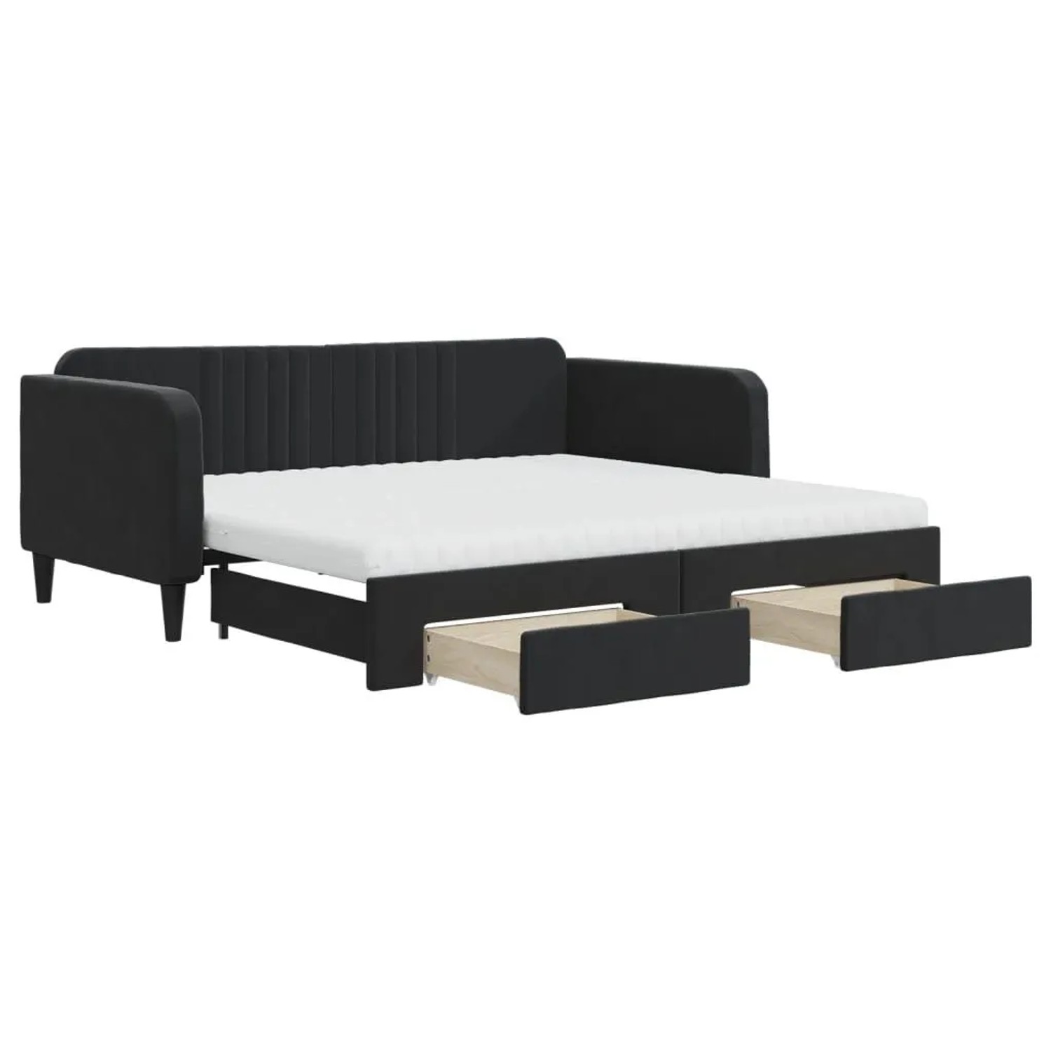 vidaXL Tagesbett Ausziehbar mit Schubladen Schwarz 90x190 cm Samt 3197150 günstig online kaufen