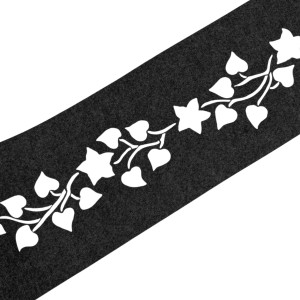 zaunzu Sichtschutz Vlies Floral, schwarzgrau, mit floralem Design für Doppelstabmattenzäune.