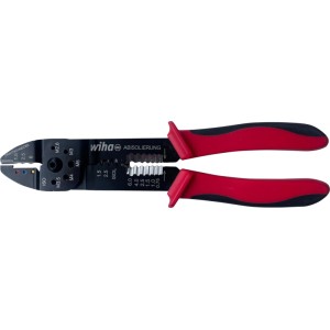 Wiha Crimpzange 5-in-1, schwarz-rot, zum Schneiden, Crimpen, Abisolieren und Schrauben kürzen. Vielseitiges Werkzeug.