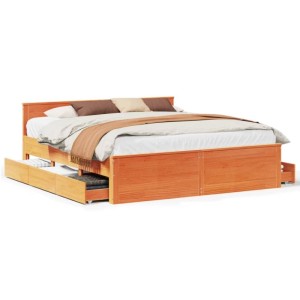 vidaXL Massivholzbett ohne Matratze mit Kopfteil Braun 180x200 cm 3308758