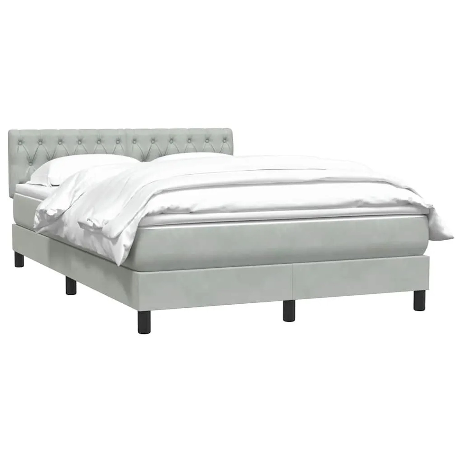 vidaXL Boxspringbett mit Matratze Hellgrau 160x220 cm Samt 3316551