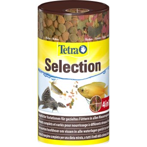 Tetra Selection Fischfutter 250ml Dose mit Flocken, Crisps, Granulat und Wafer Mix für Zierfische.