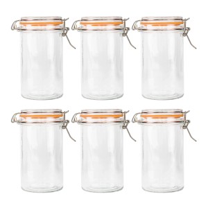 Relaxdays Einmachgläser 6er Set Glas Transparent Luftdicht Bügelverschluss 15 cm x 12 cm x 8 cm 500 ml