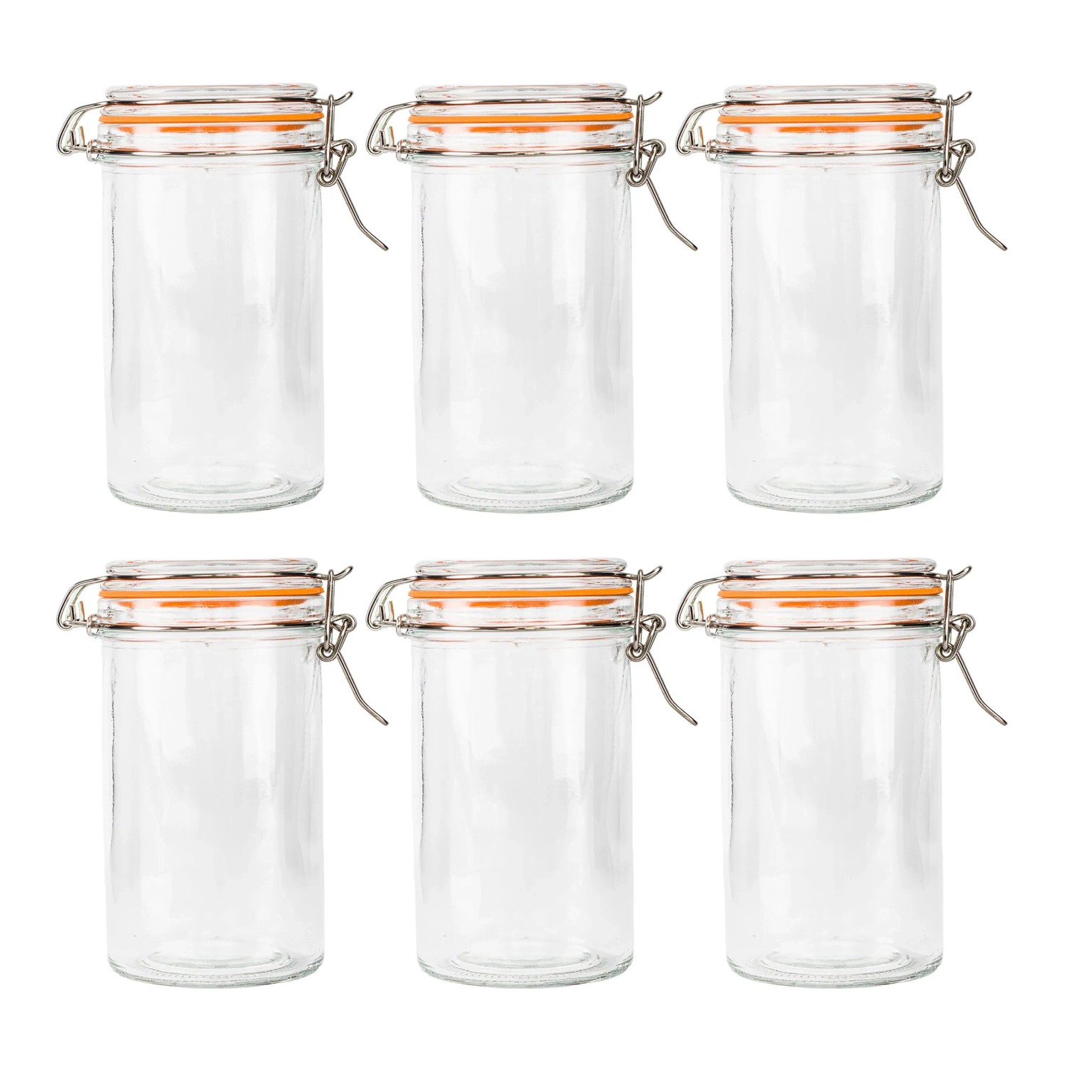 Relaxdays Einmachgläser 6er Set Glas Transparent Luftdicht Bügelverschluss 15 cm x 12 cm x 8 cm 500 ml