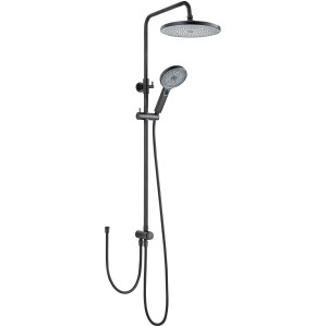 Schwarzes, wassersparendes Schöner Wohnen Duschsystem Biella mit Kopf- und Handbrause.
