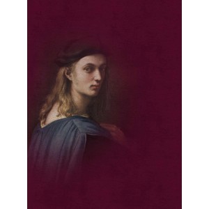 Fototapete mit Gemälde eines Mannes im Portraitstil, rot-beige, 2,00x2,70m.
