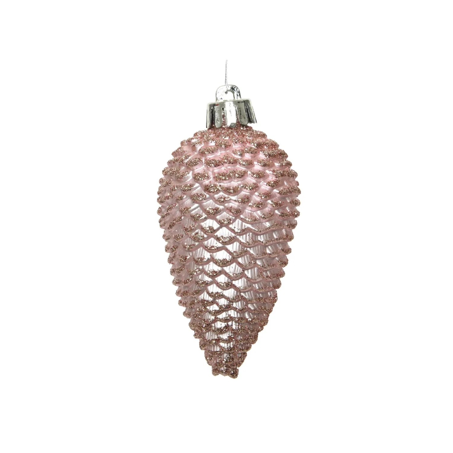 Marelida Christbaumschmuck Baumschmuck Tannenzapfen Bruchfest Glitzernd H  8cm Rosa 6St