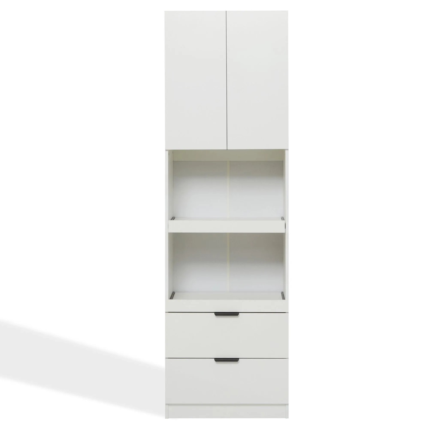 okwish Küchenschrank mit Schubladen Kippschutz Lagerschrank 59.5x45x200cm Weiß