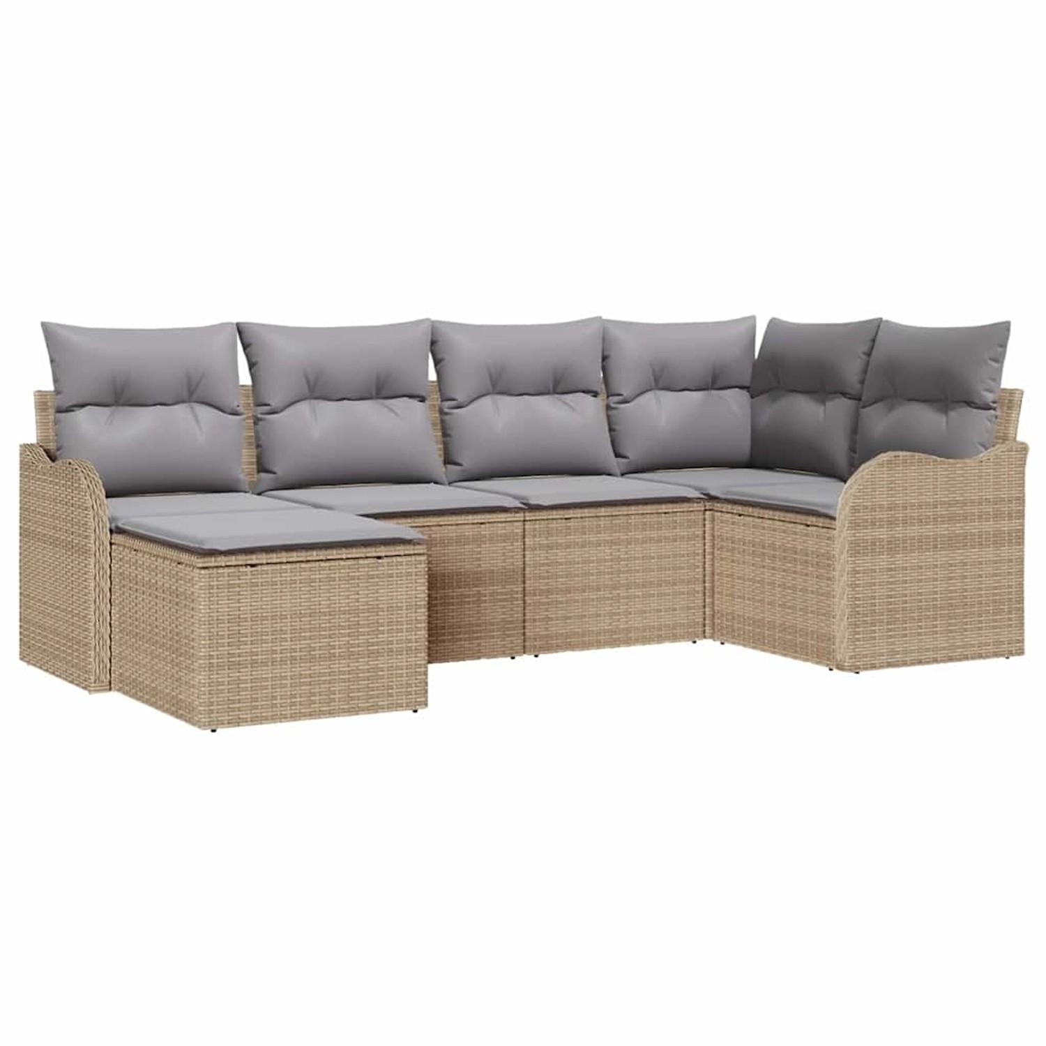 vidaXL Garten-Sofa-Set mit Kissen 6-Tlg Beige Hellgrau Poly Rattan 3354439 günstig online kaufen