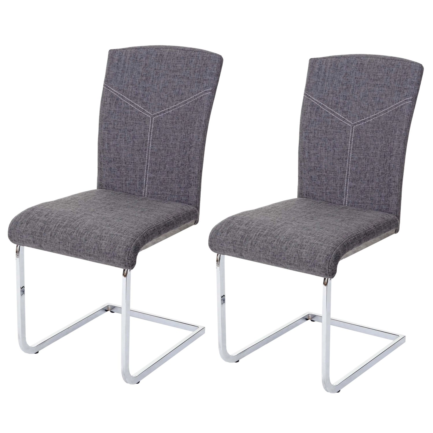 MCW Esszimmerstuhl F36 2er-Set Stoff/Textil Grau günstig online kaufen