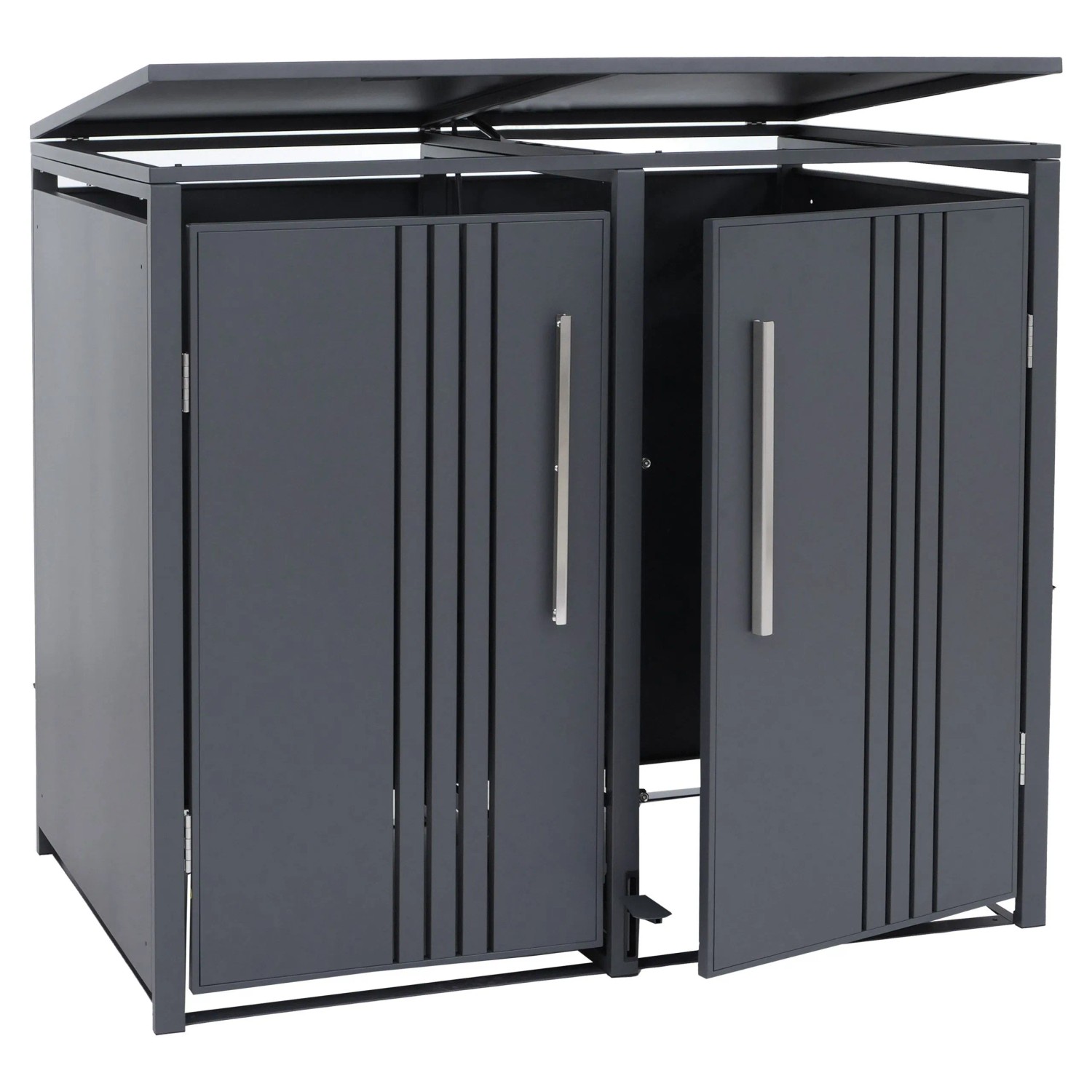 MCW 2er-Mülltonnenverkleidung Q76 Metall 116x132x89cm 53kg Anthrazit
