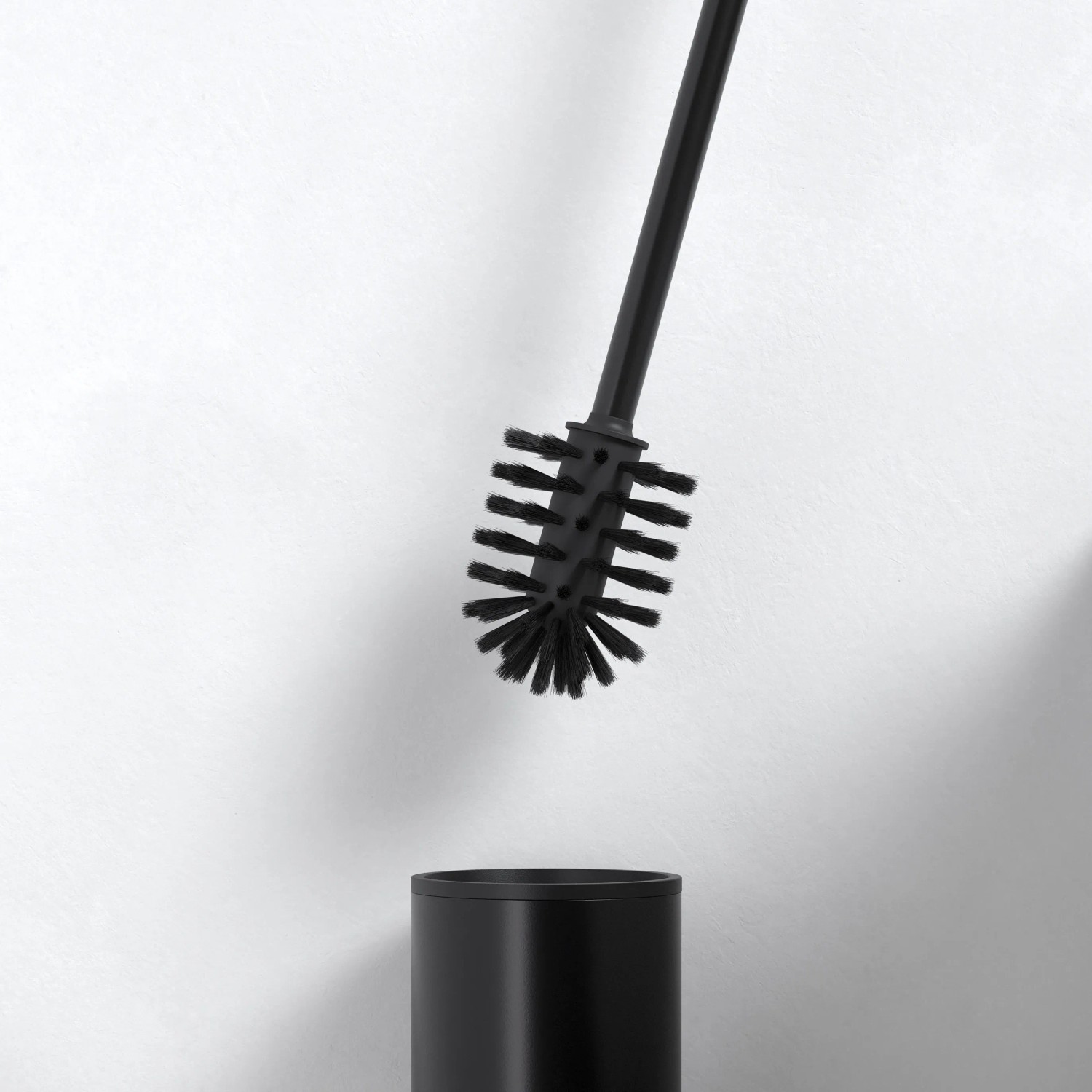 Keuco Plan Black Selection Toilettenbürstengarnitur, schwarz-matt, mit Halter und Bürste.