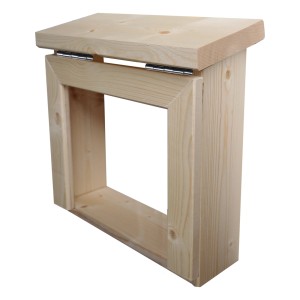 Karibu Steuergerätverkleidung aus Fichte, naturbelassen, für Außensaunen.