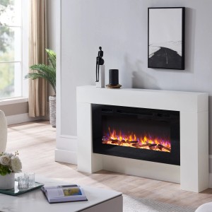 Weißer BALDERIA Elektrokamin Standkamin mit 3D-Flammeneffekt und Heizung.