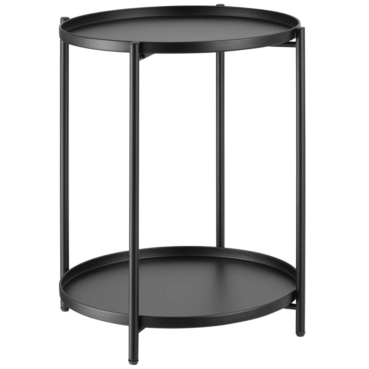 Tectake Beistelltisch Oxford Stahl Rund Mit Abnehmbaren Ablagen  45 50 x 45 50 x 53 cm Schwarz