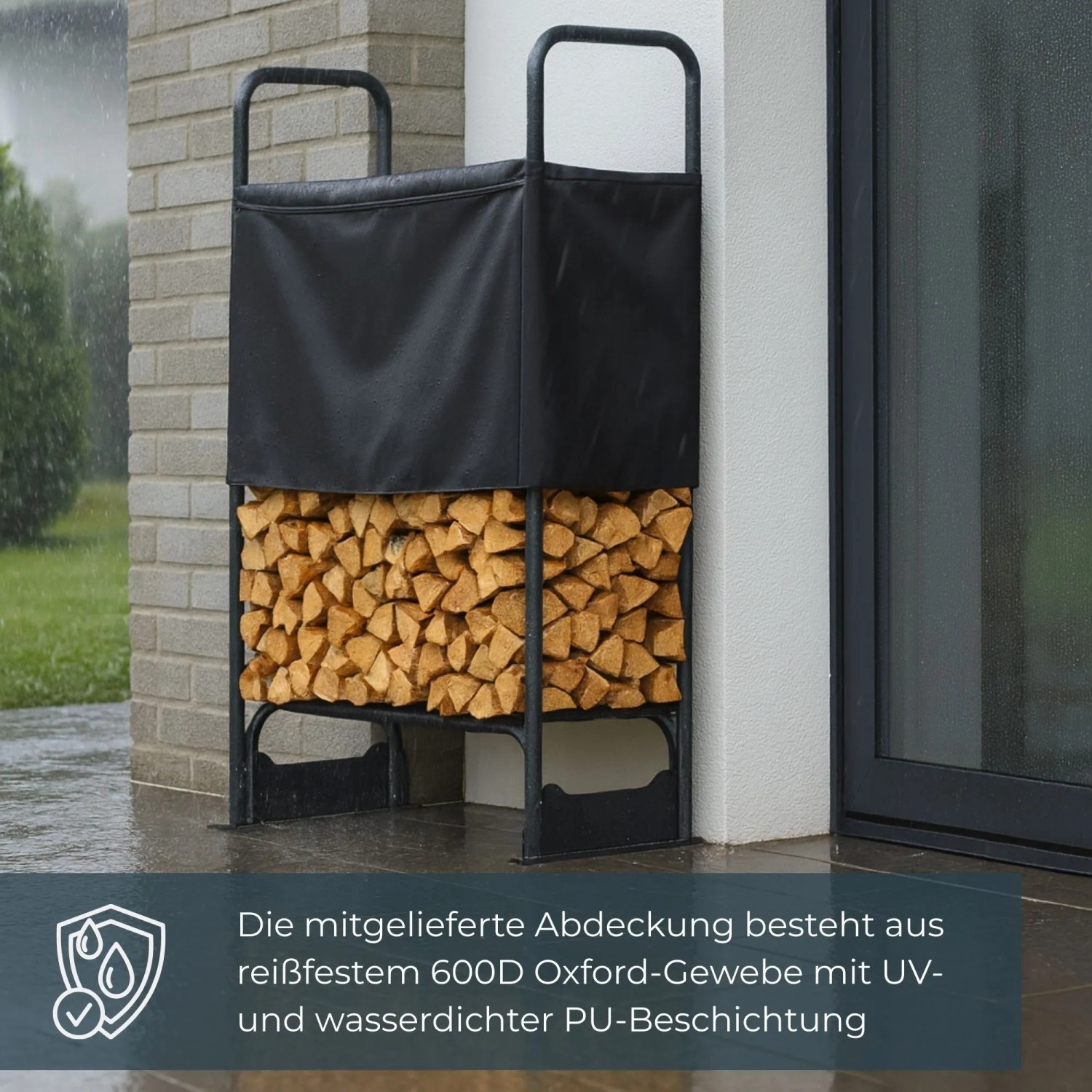 osoltus Kaminholzregal Brennholzregal  132 x 117 cm mit Abdeckung_7