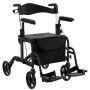 Schwarzer, faltbarer Costway Rollator mit Sitz, Rückenlehne und Tasche. Gehhilfe für Senioren.