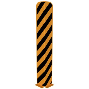 Gelb-schwarzer Anfahrschutzwinkel zum Aufdübeln, 1200 mm hoch, für Lager und Werkstatt.