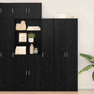 VidaXL Highboard in Schwarz Eichen-Optik, Holzwerkstoff, mit Regalen und Türen.