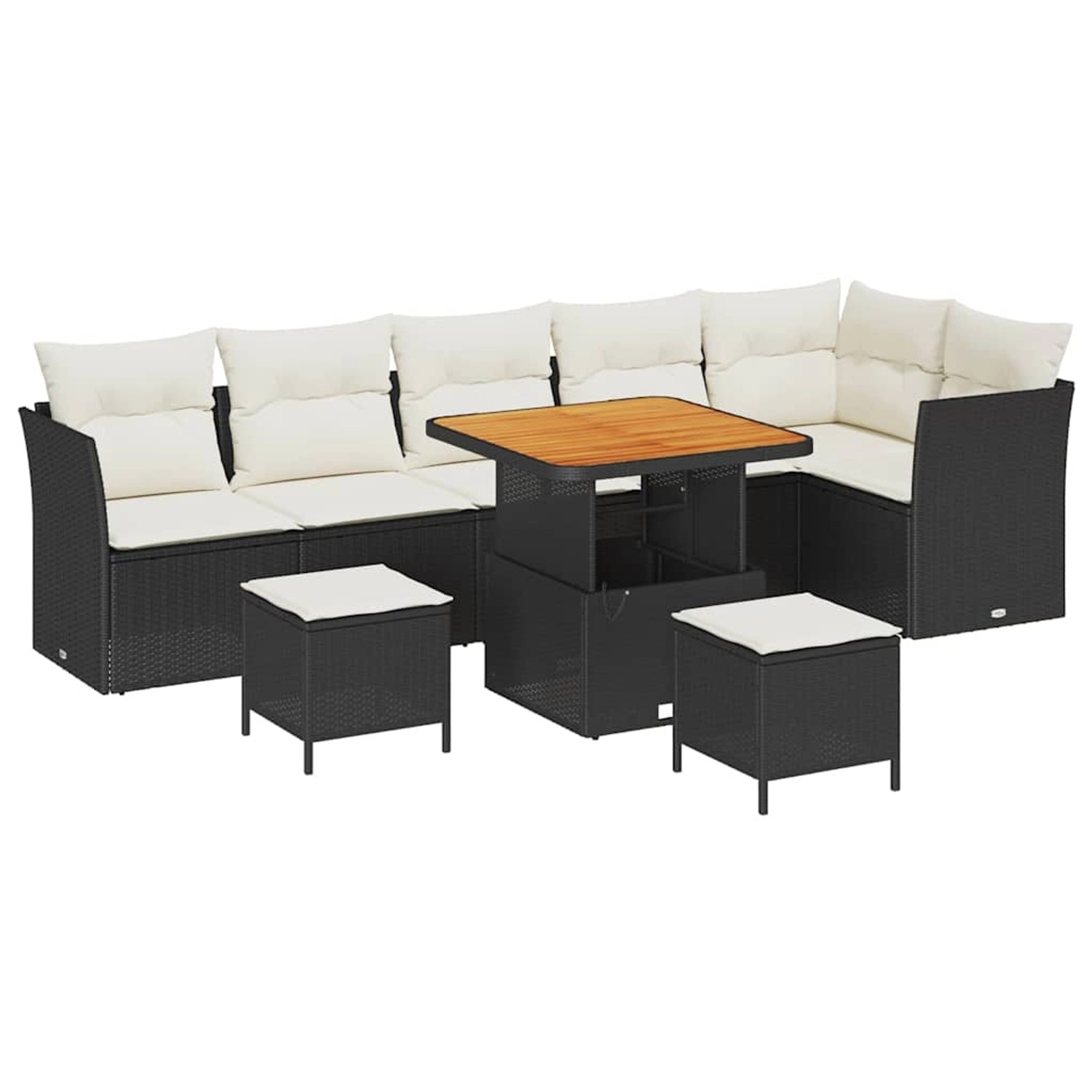vidaXL Garten-Sofa-Set 9-Tlg Schwarz Poly Rattan 3361500 günstig online kaufen