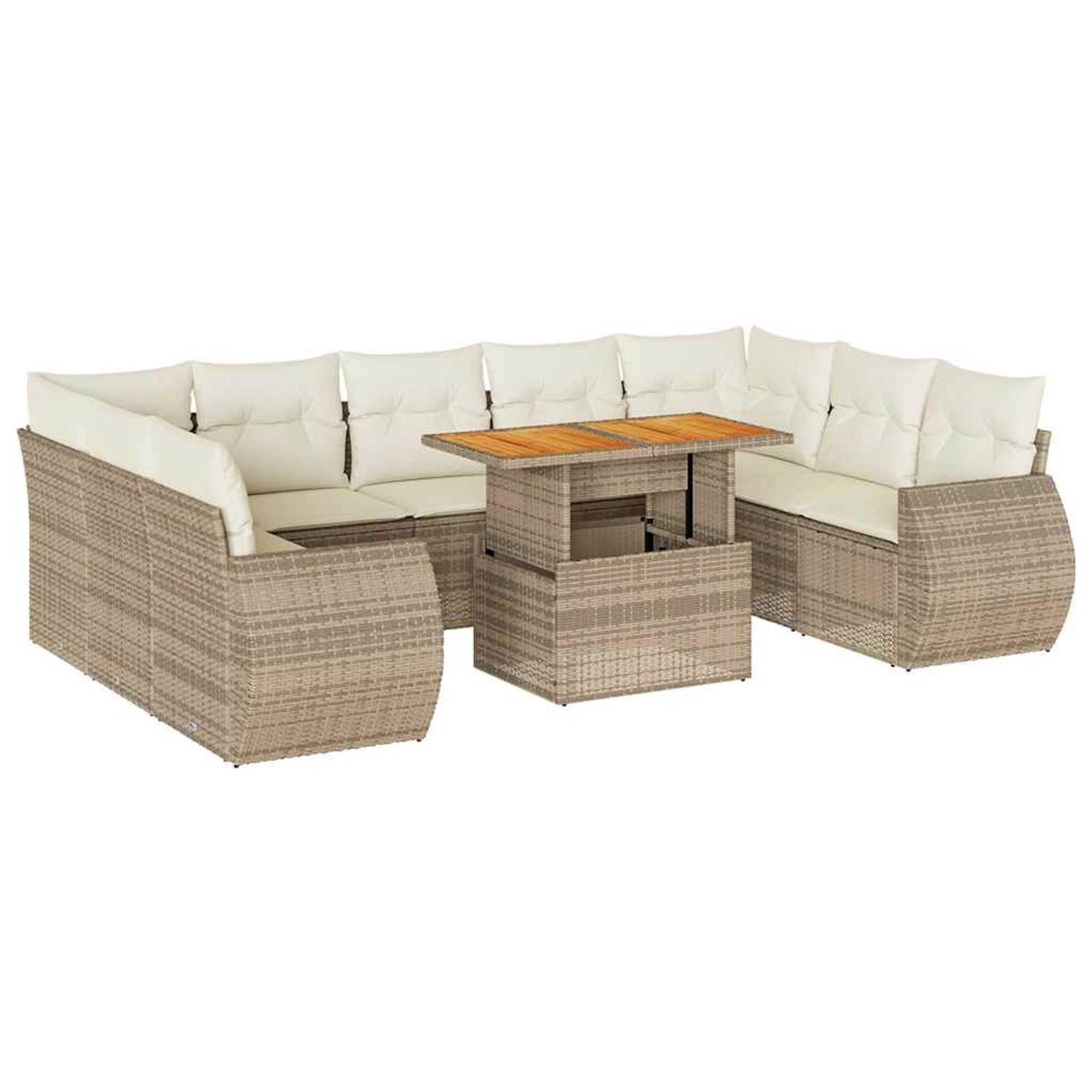 vidaXL 10-Tlg Garten-Sofagarnitur mit Kissen Beige Poly Rattan 3327306 günstig online kaufen