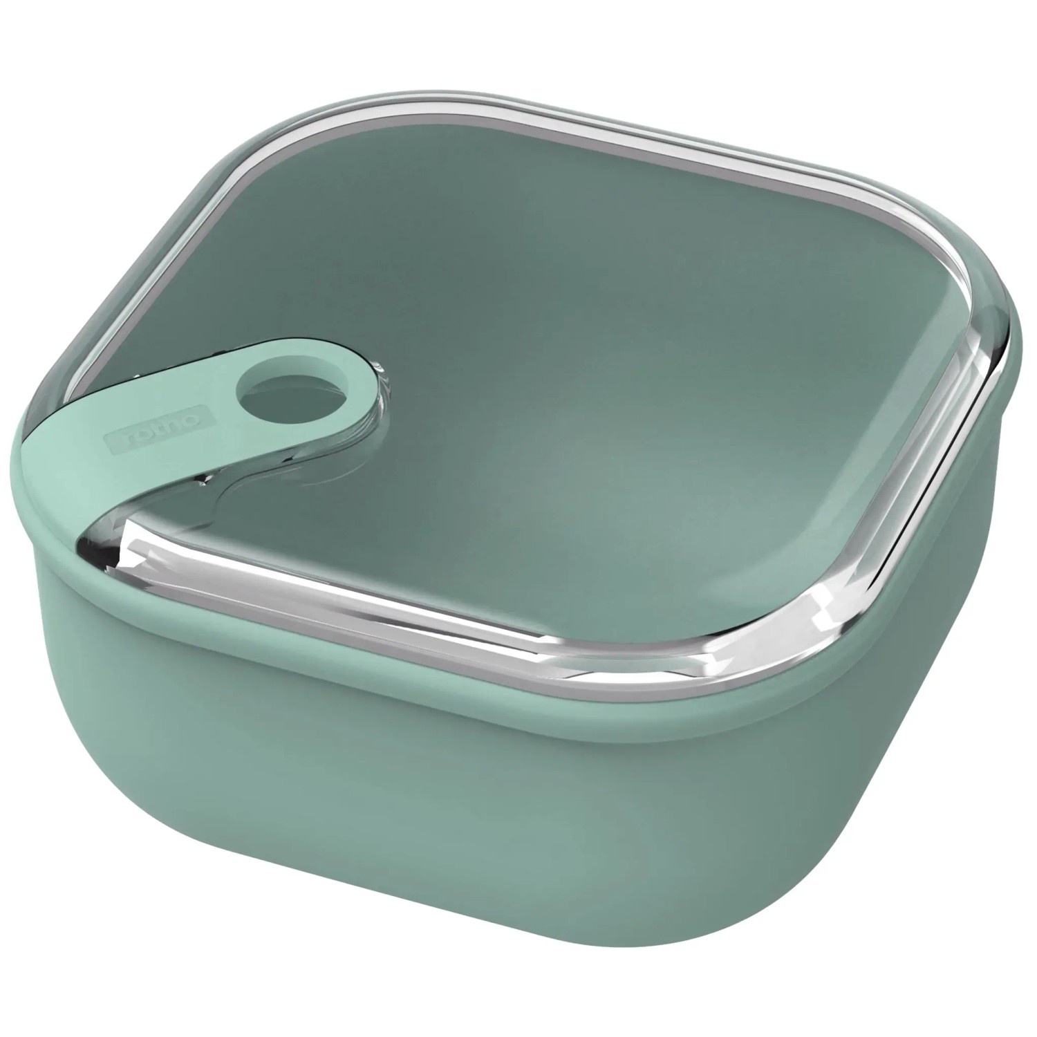 Rotho Frischhaltedose Ela 1 l in Mistletoe Green, quadratische Vorratsdose mit transparentem Deckel.